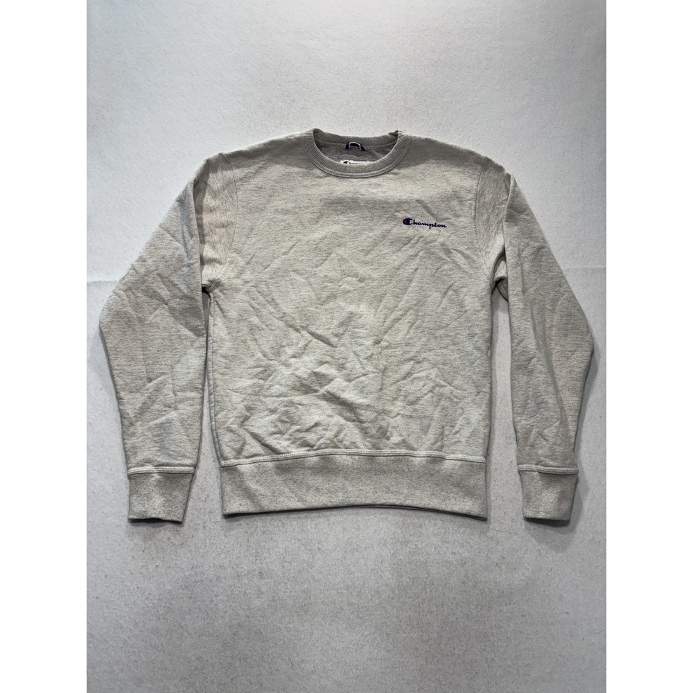 Champion Sweatshirt Mens Small Gray Fleece Crew Neck Logo Pullover GF88H K74